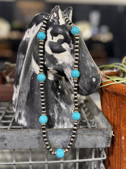 {Anna} Faux Pearl, Gold & Turquoise Necklace