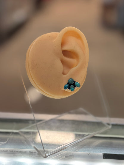 Small Turquoise Cluster Stud Earrings