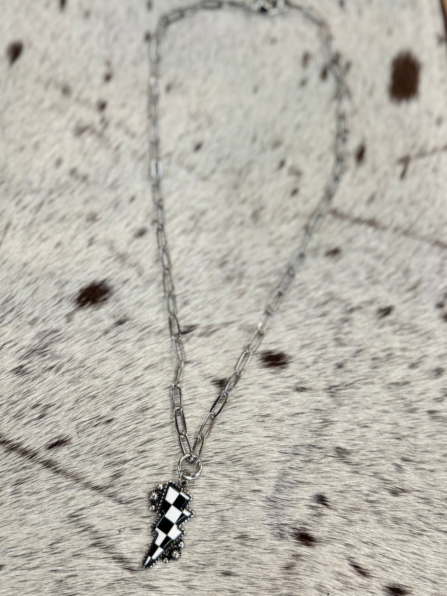 Checker Bolt Necklace