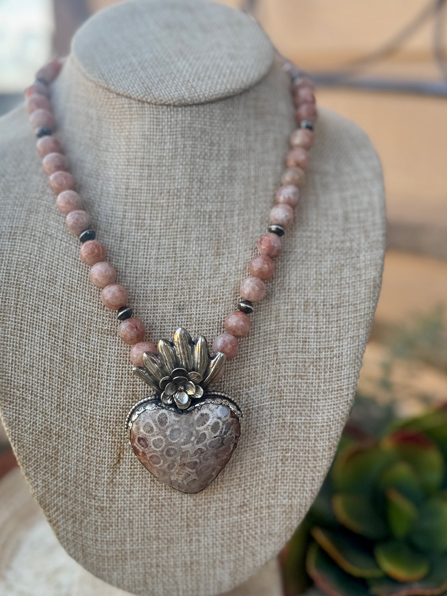 Jasper & Pearl Heart Necklace