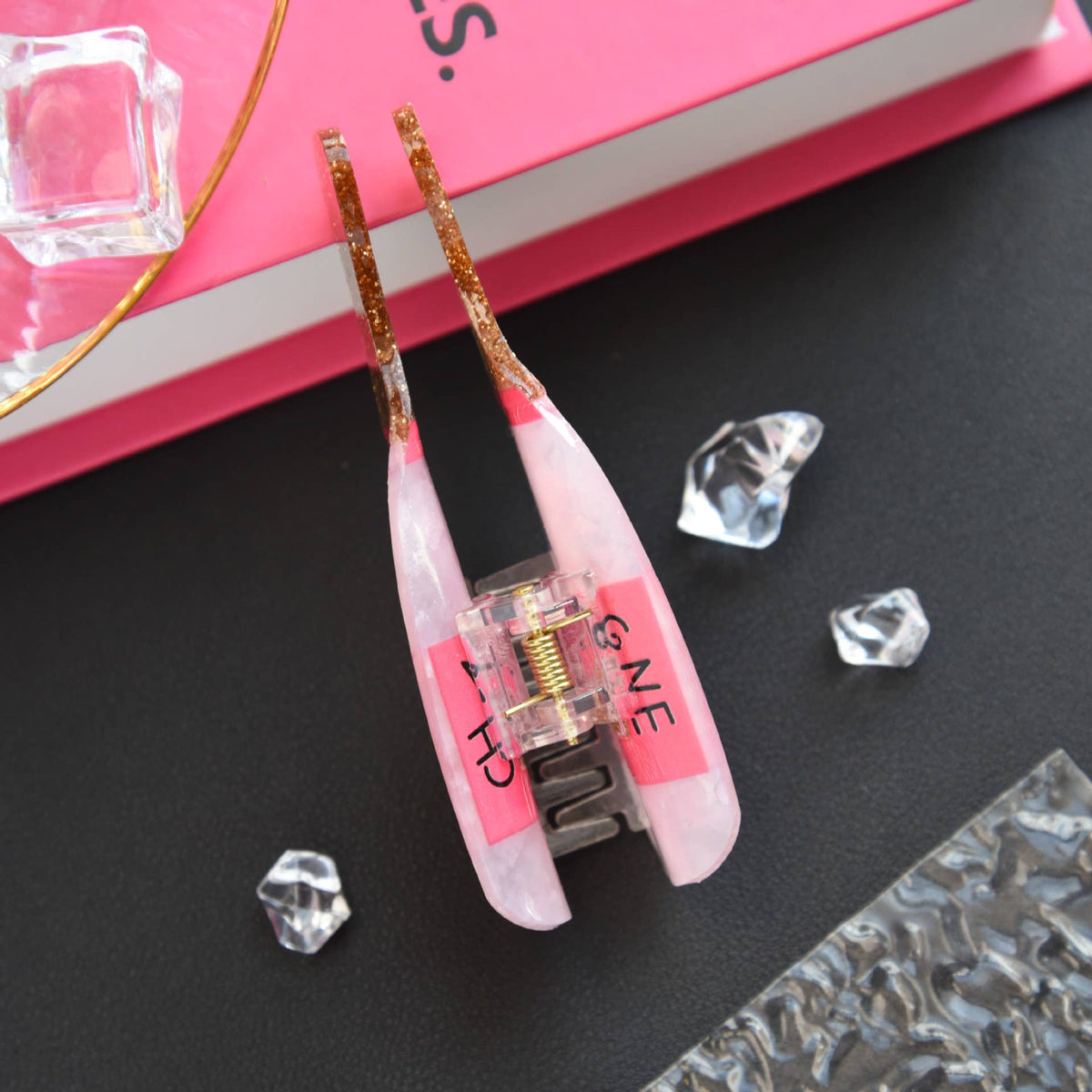 Glitter Pink Champagne Bottle Hair Clip