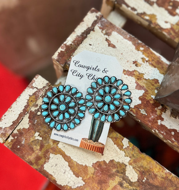 {Santa Fe} Concho Turquoise Earrings