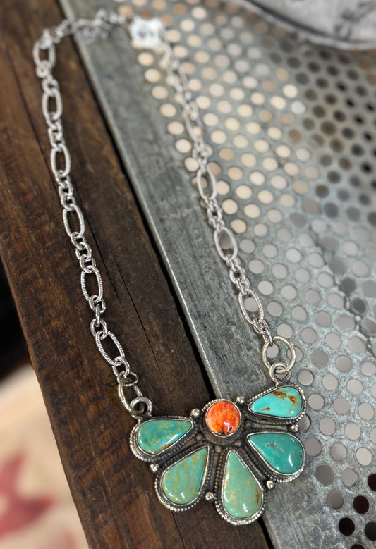 Kingman & Spiny Cluster Pendent Necklace