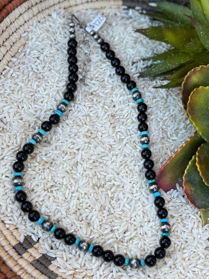 Black Onyx & Turquoise Necklace