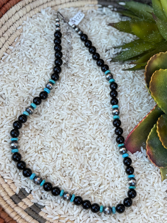Black Onyx & Turquoise Necklace