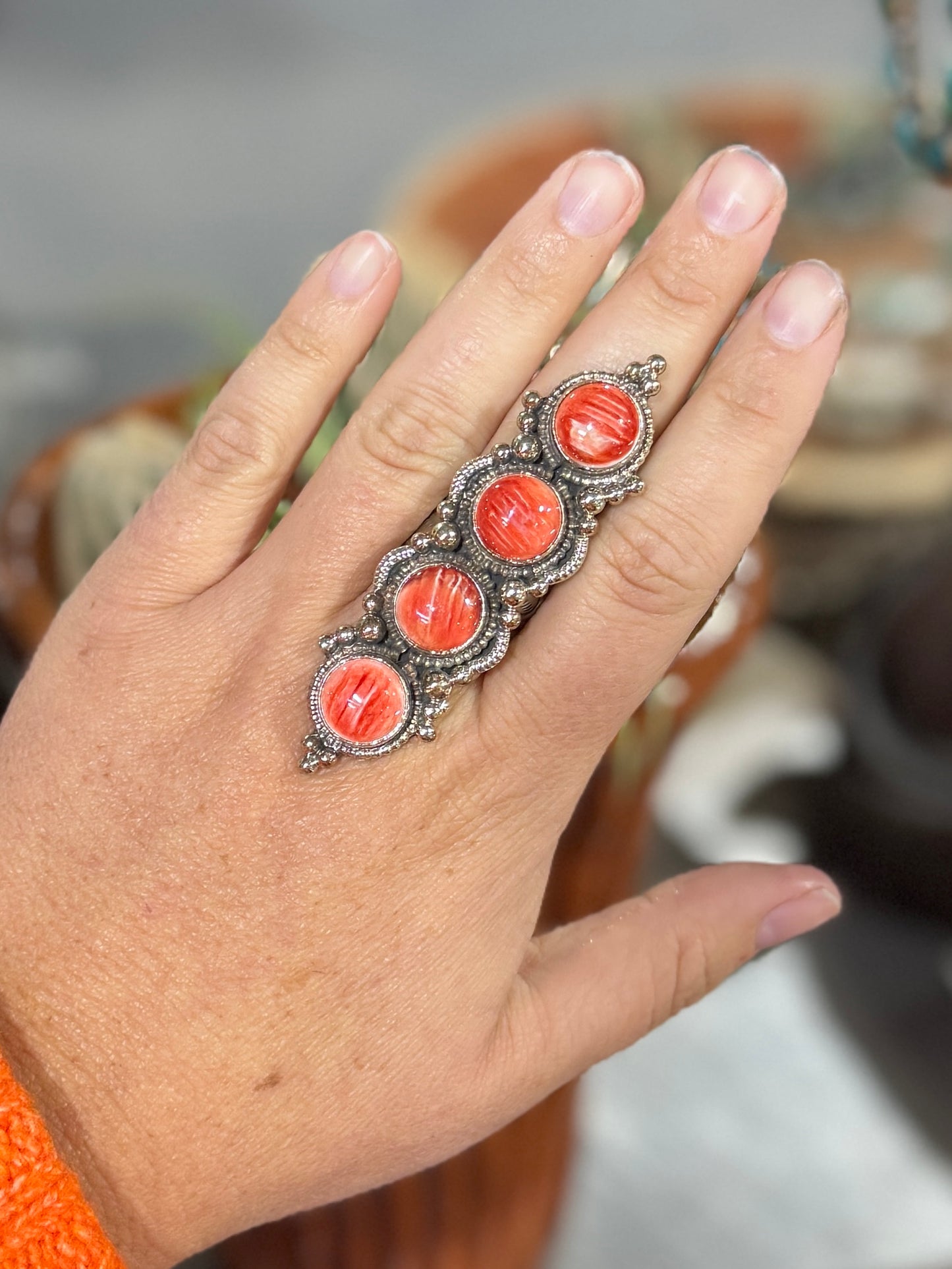 Red Spiny Long Ring