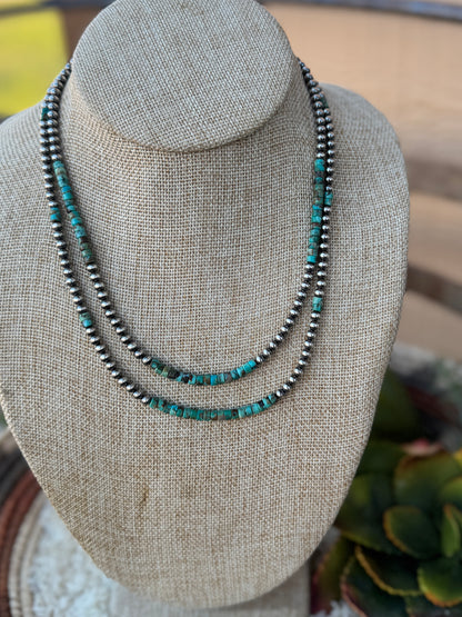 {Austin} Kingman  Silver Bead Necklace