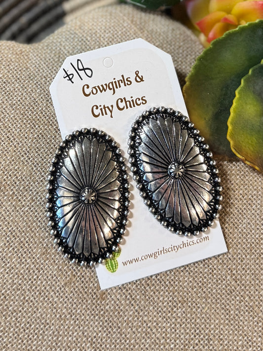 Plain Southwest Concho Earrings