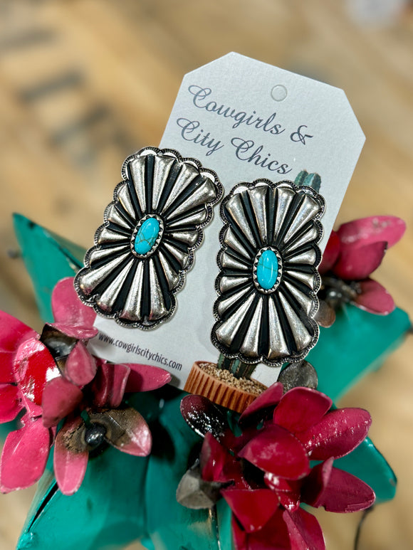 Turquoise Southwest Concho Earrings