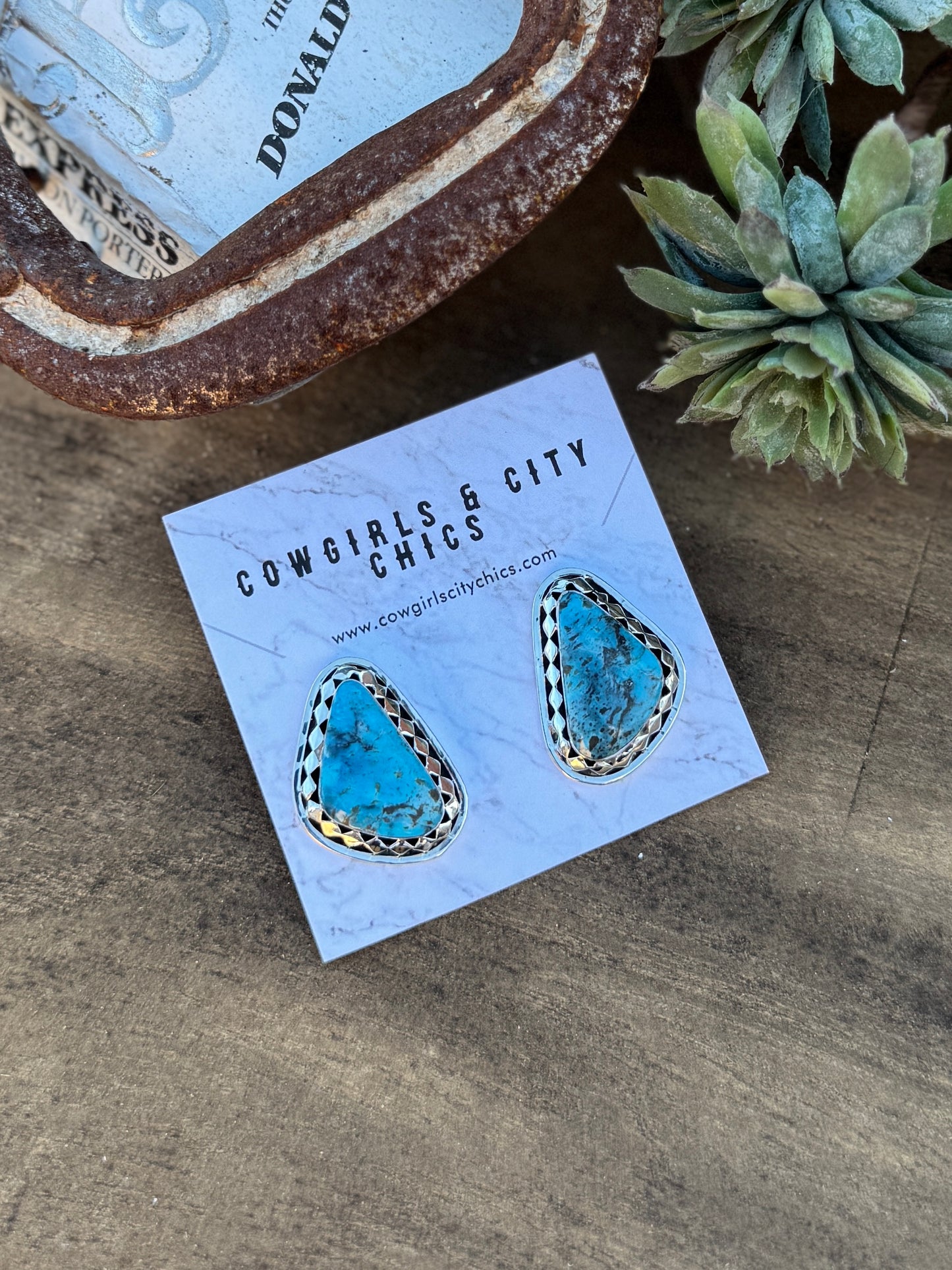 {Deep Sea} Kingman Stud Earrings