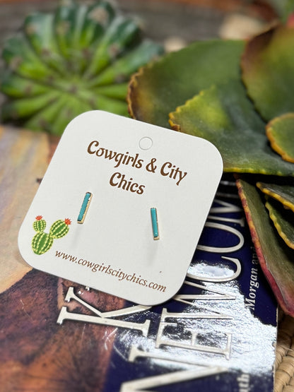 Skinny Drop Gold Stud Earrings