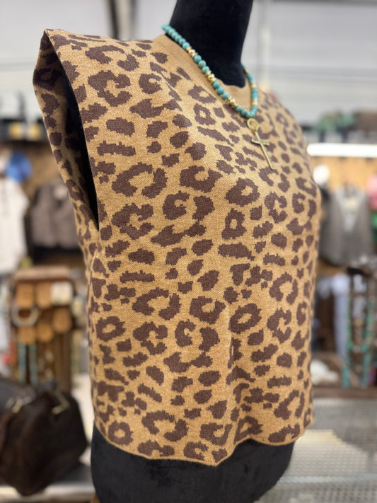 {WILD} Leopard Print Sleevless Sweater