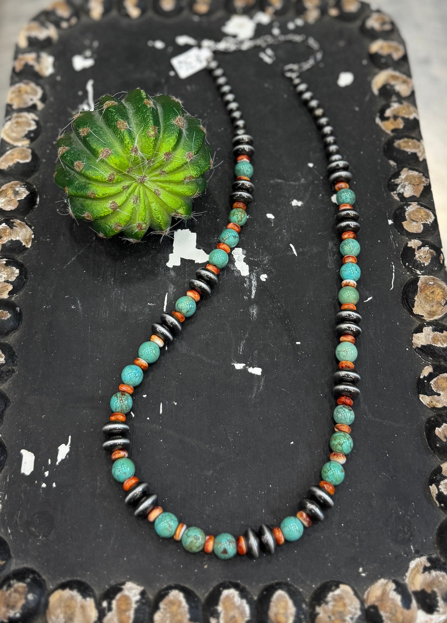Spiny & Kingman With Pearls Necklace