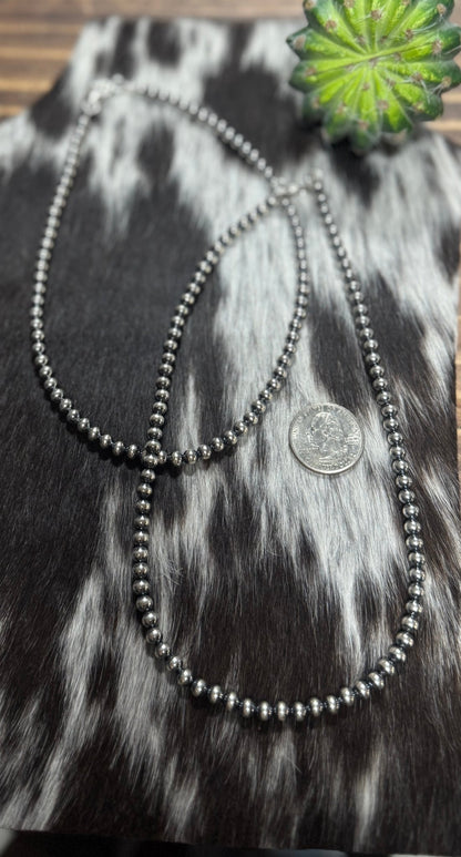 5mm Sterling Silver Pearl Necklace - Cowgirls & City Chics