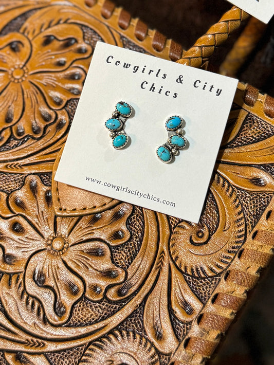 {Sea Blue} Kingman Half-Curve Stud Earrings