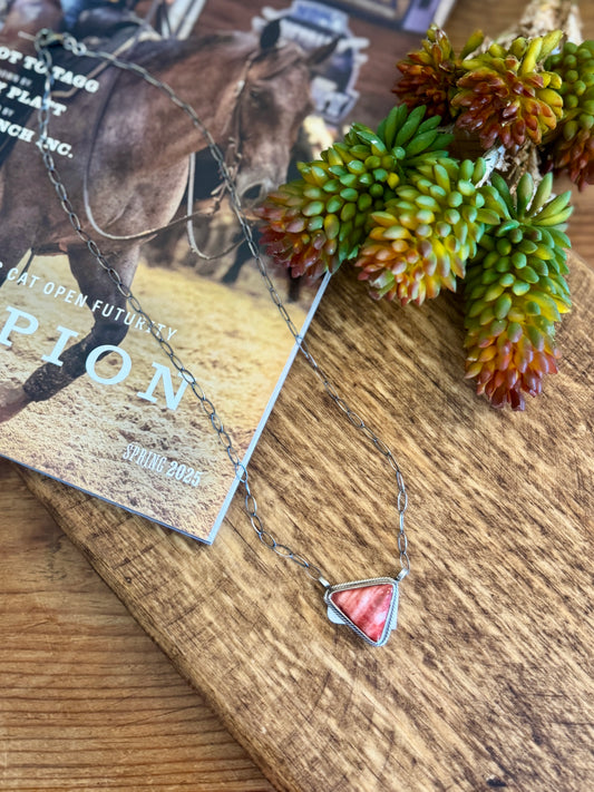 Spiny Oyster Triangle Necklace