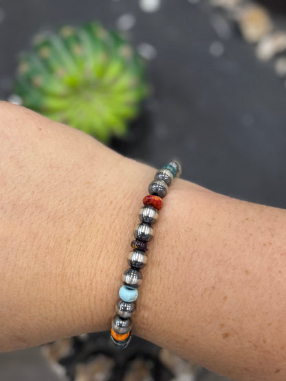 Multi-color Stretch Sterling Bracelet
