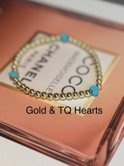 Turquoise & Gold Bead Bracelet