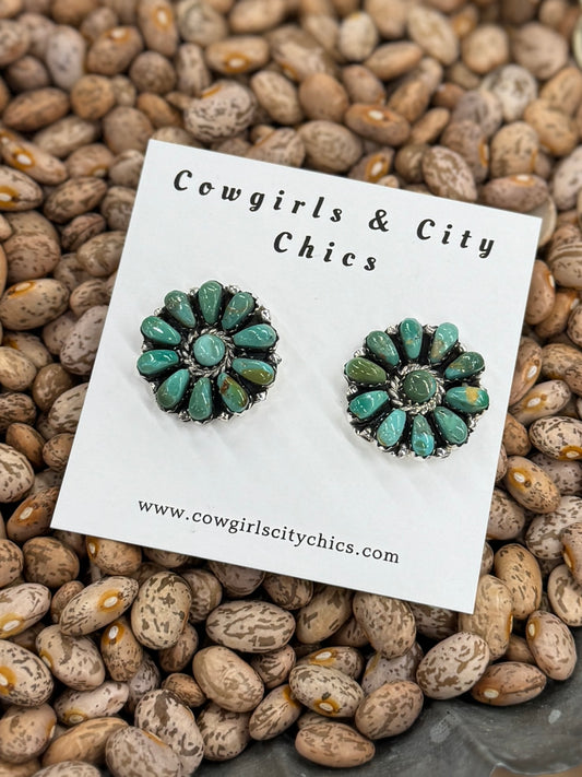 Green Kingman Cluster Earrings