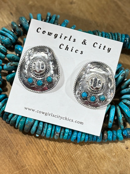 {Roy Rogers} Sterling Silver Cowboy Hat Earrings