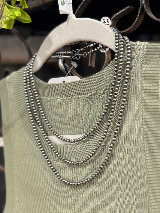 4mm Sterling Silver Navajo Pearl Necklace