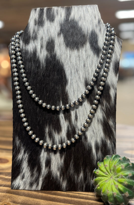 8mm Sterling Silver Navajo Pearl Necklace