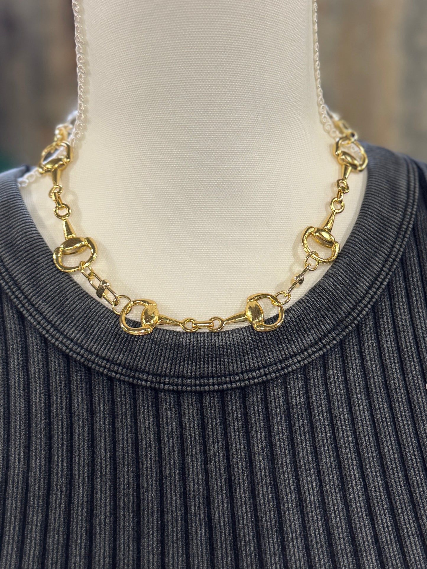 Triple Gold Snaffle Necklace