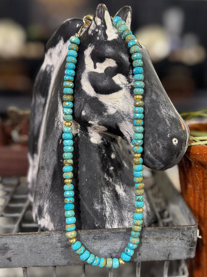 Turquoise & Gold Stone Necklace