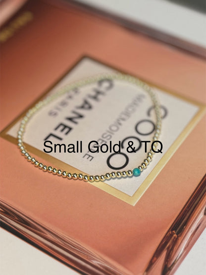 Turquoise & Gold Bead Bracelet