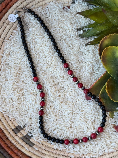Red & Black Beaded Necklace