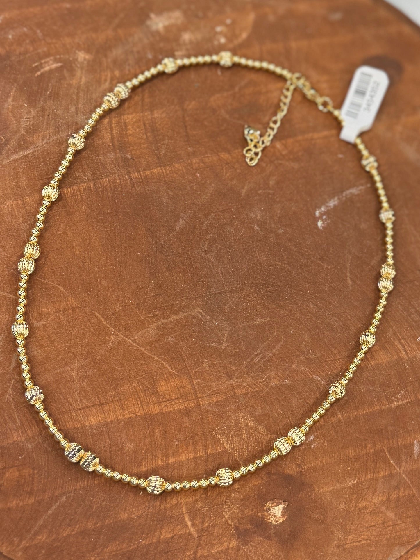 Fluted Gold Beaded Necklace