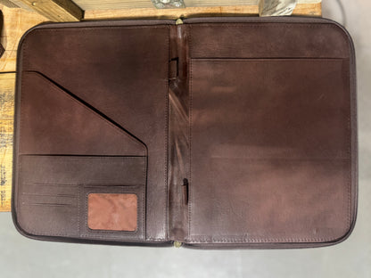 Tooled Leather Zipper Folder