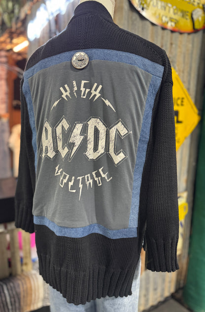 Up-Cycled AC*DC Cardigan