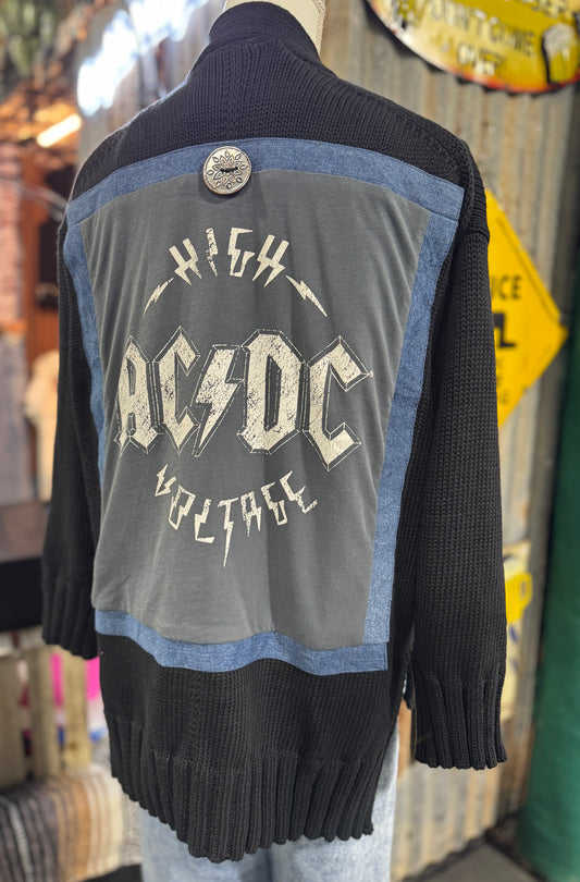 Up-Cycled AC*DC Cardigan