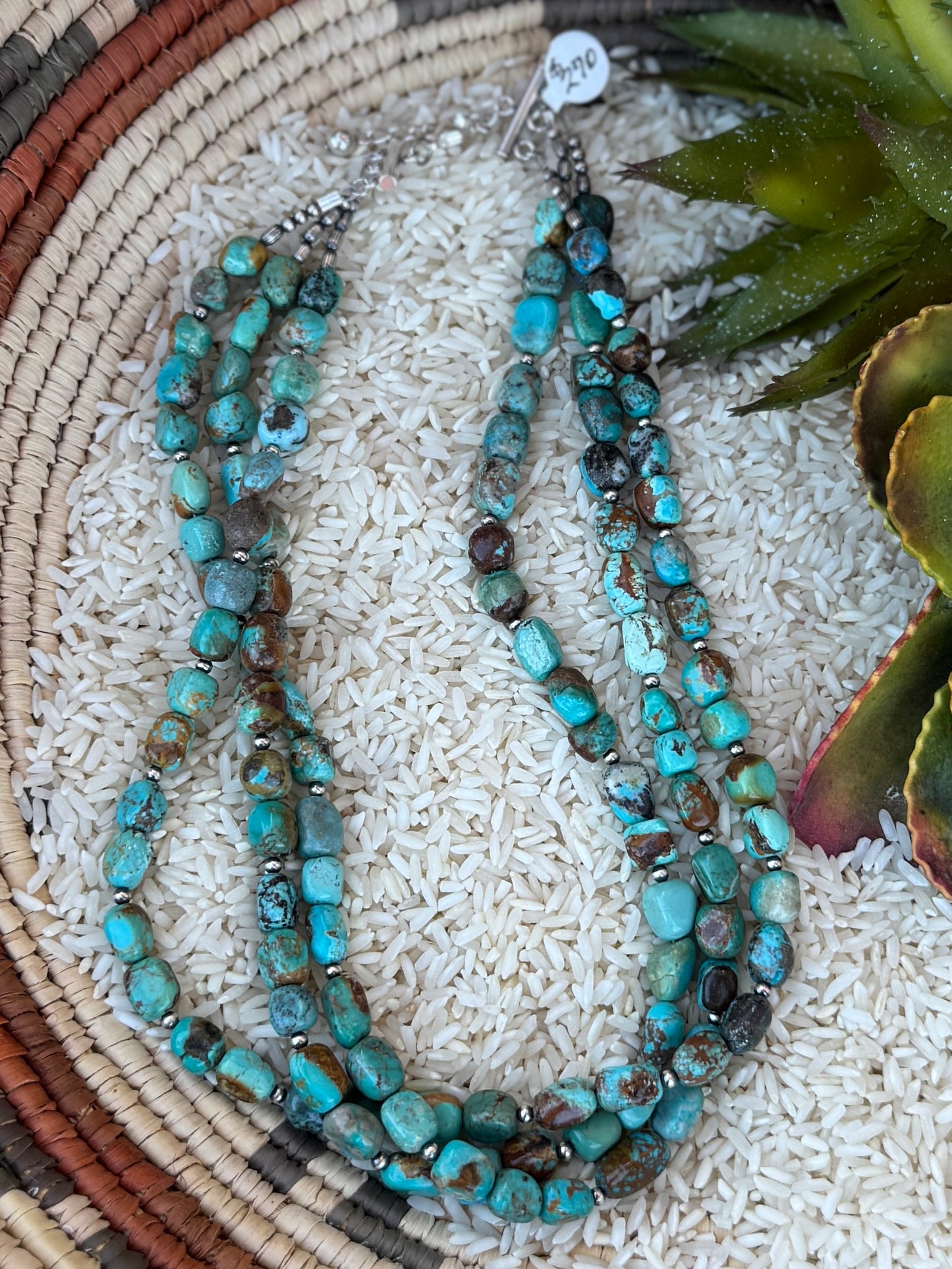 {Lardeo} Triple Strand Kingman Necklace
