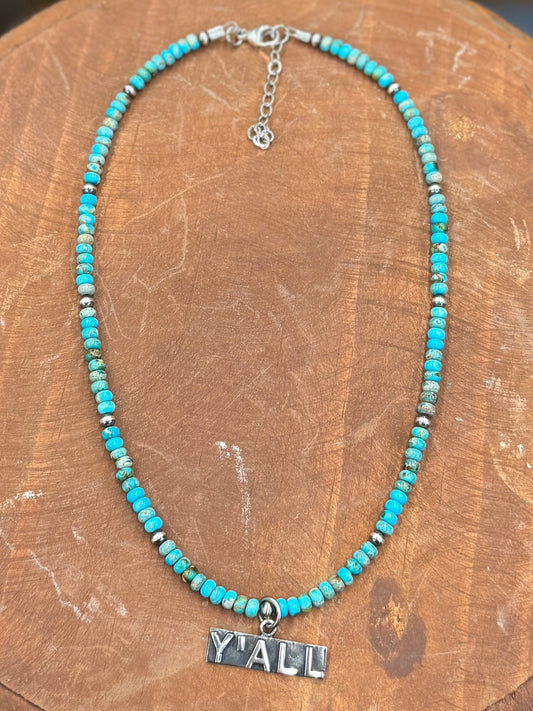 {Y'all} Turquoise Beaded Necklace
