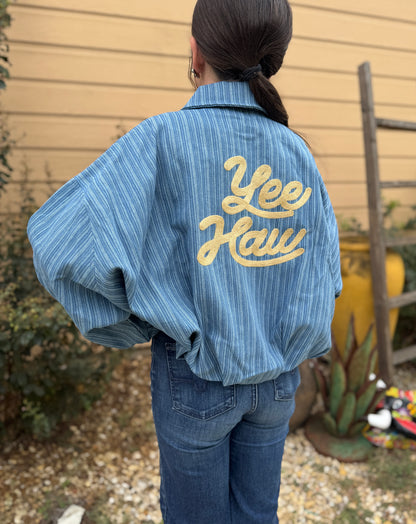 Yee Haw Pinstripe Denim Jacket