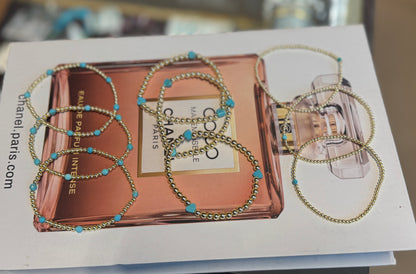 Turquoise & Gold Bead Bracelet