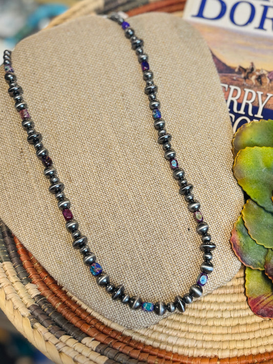 Purple Mojave & Pearl Necklace