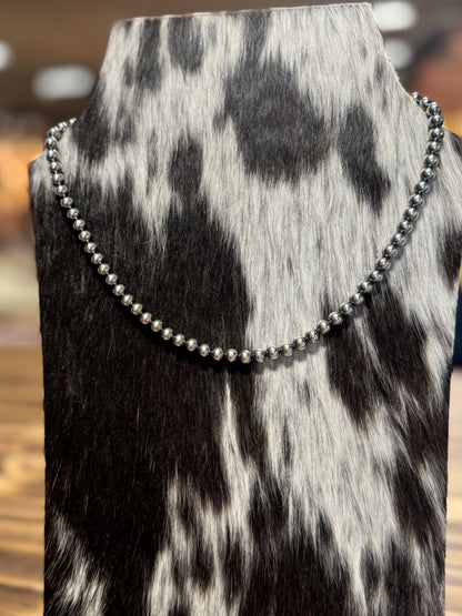 6mm Sterling Silver Navajo Pearl Necklace