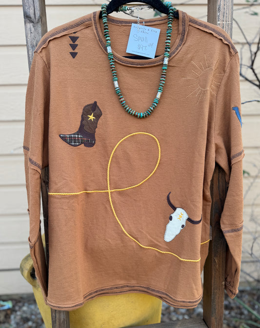 {El Rancho} Western Embroidered Top