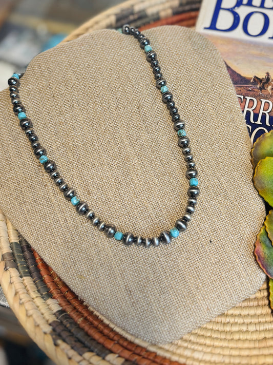 Square Turquoise & Pearl Necklace