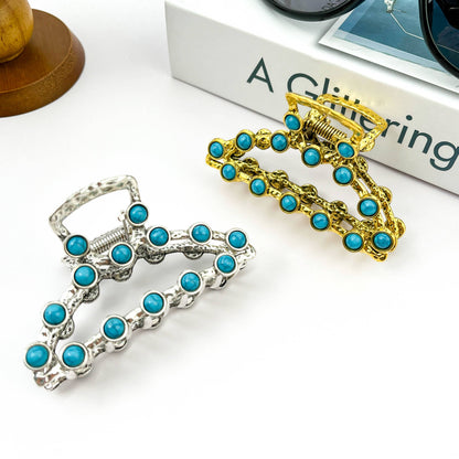 Vintage Turquoise Metal Claw Clip