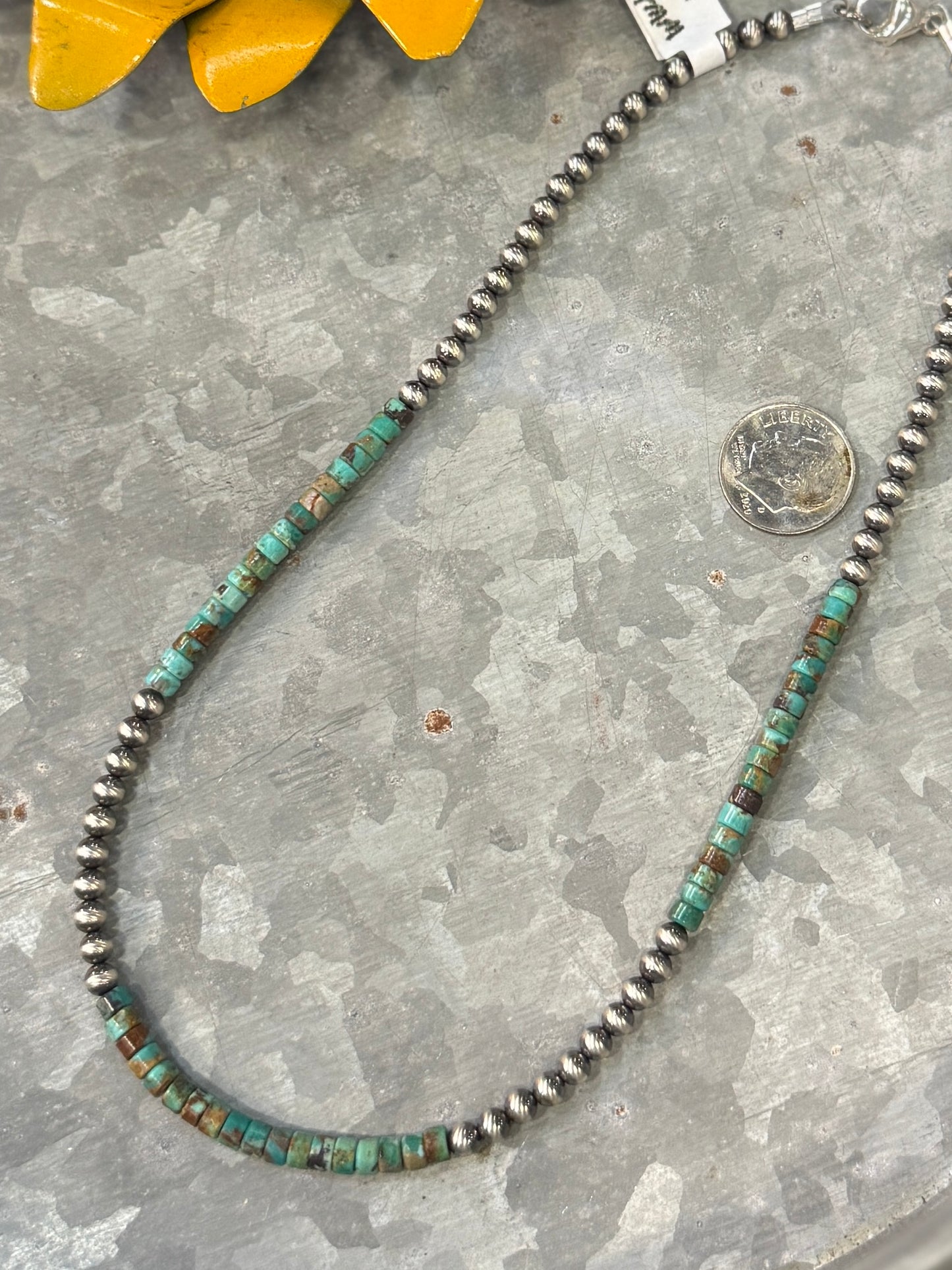 {Austin} Kingman & Silver Bead Necklace