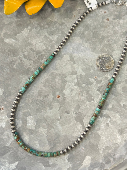 {Austin} Kingman & Silver Bead Necklace