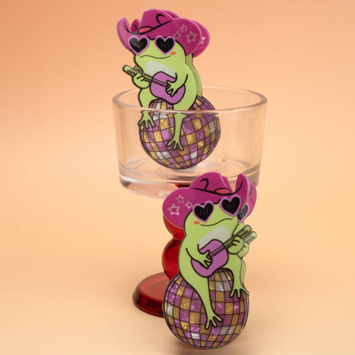 Western Cowboy Hat Frog on Disco Ball Hair Claw