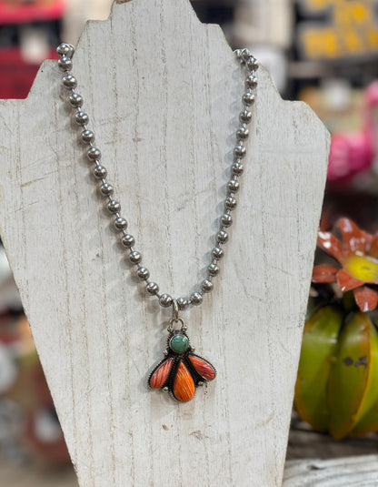 Spiny Oyster Drop Pendent With Ball Chain Necklace