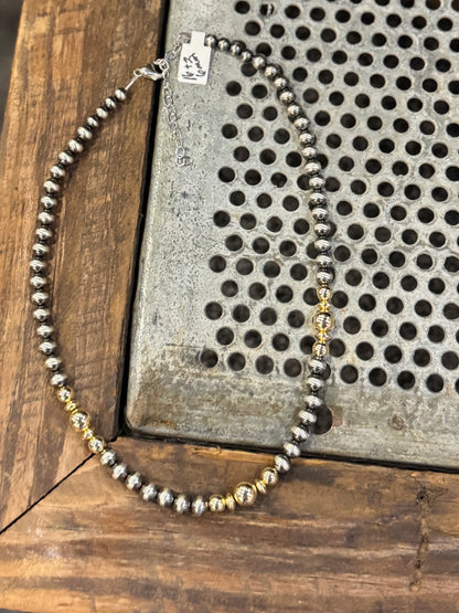 {Bowie} Gold & Silver Pearl Necklace