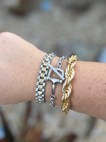 Watch Band Bracelet With Pearls