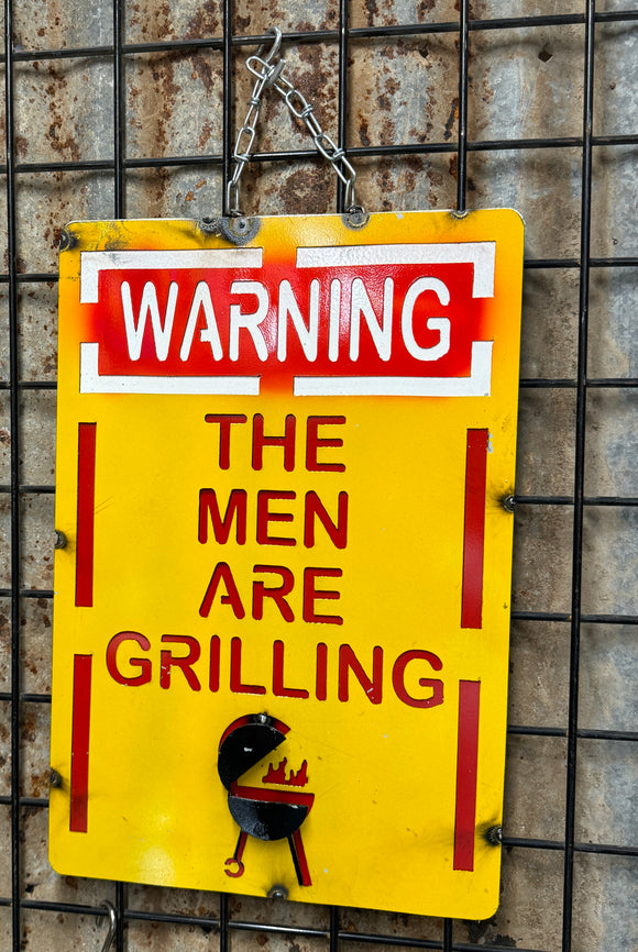 Men are grilling Metal Sign